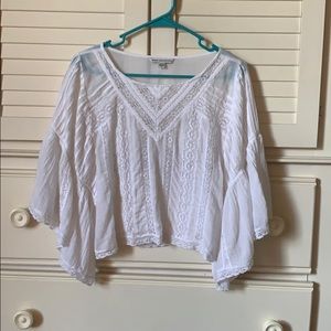 white semi cropped top